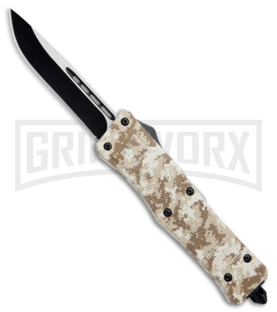 Atomic Defender Drop Point Tan Camo OTF Automatic Knife